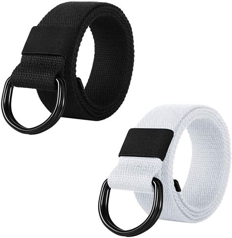 Itiezy 2 Pcs Canvas Belt With Double D Ring Buckle Web Belts Military
