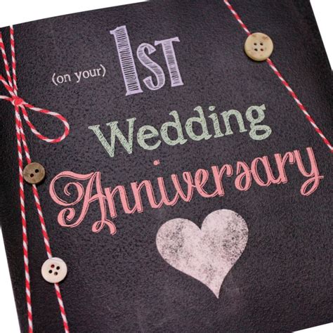 Anniversary gifts for your first year as a married couple definitely don't have to be sentimental. Handmade 1st Anniversary Card Chalk Baker's Twine Button Nostalgic Chalkboard Heart - 'On Your ...