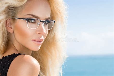 Beautiful Elegant Blonde Female Model In Eyeglasses Stock Image Image Of Advertising France