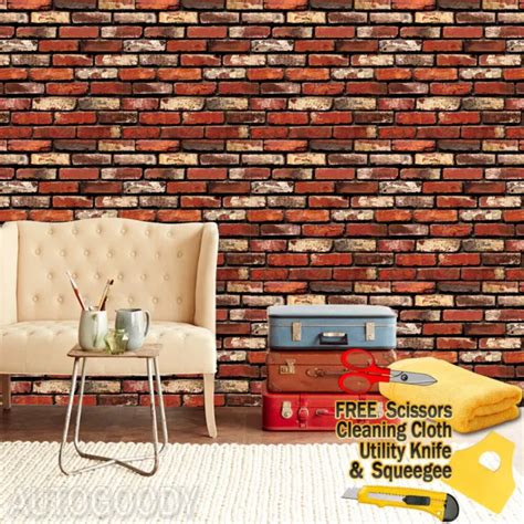 3d Rustic Brick Stone Wallpaper Background Vinyl Film Sticker Self