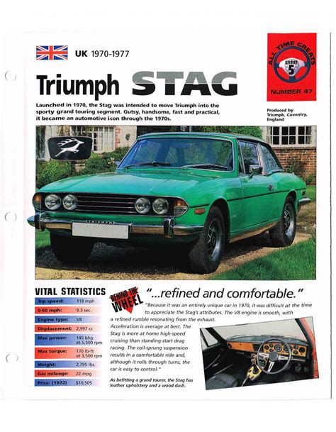 1970 1977 Triumph Stag Spec Sheetbrochurecatalog Ebay