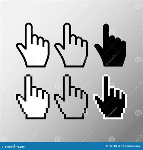 Hand Mouse Cursor Icon Pointer Hand Cursor Icons Black White And