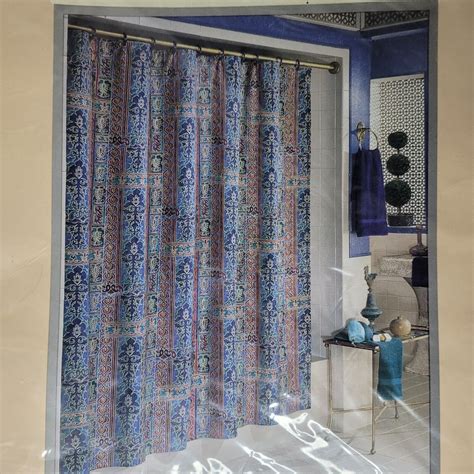 Vintage Excell Home Fashions Inc Fabric Shower Curtain Jewel Multicolor