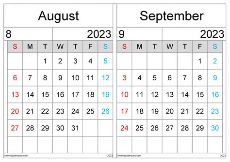 Download And Print Hundreds Free August September 2023 Calendar