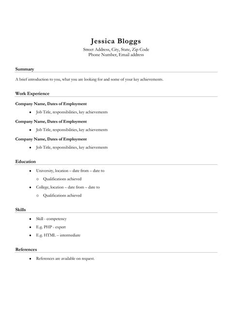 Ms word takes the guesswork out of creating a cv. Basic CV template UK layout (free, MS Word) | CV Template ...