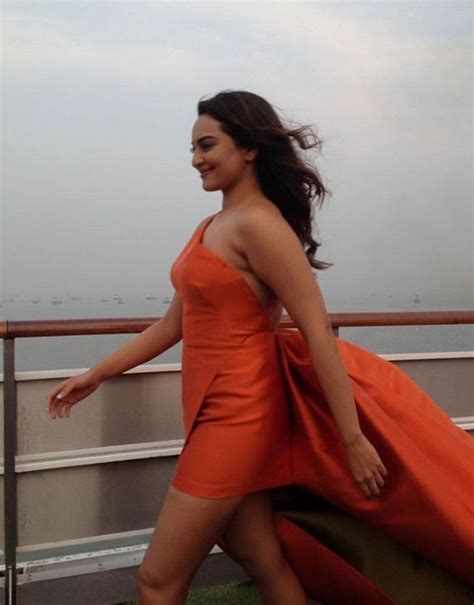 Hot Sonakshi Sinha In Orange Dress Orange Dress Fashion Slip Dress
