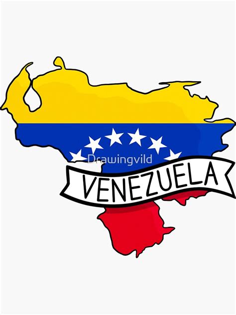 Venezuela Flag Map Sticker Sticker For Sale By Drawingvild Redbubble