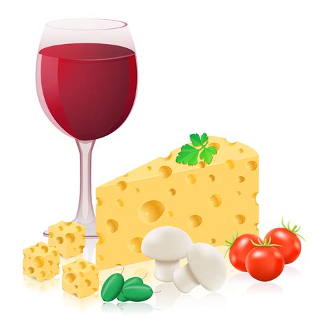 Still Life With Cheese And Wine Vector Illustration 509348 Vector Art