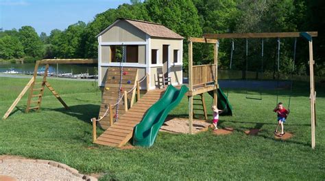 There are about a zillion different ways you could probably do it, but this was simple. children, game | Backyard playset, Play houses, Diy playground