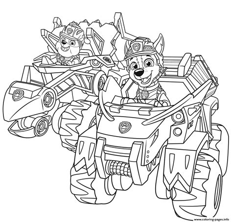 Send in our brave doggy soldiers, rubble, skye, marshall, chase kleurplaat paw patrol mighty pups mighty pups. Paw Patrol Dino Rescue Cars Coloring Pages Printable