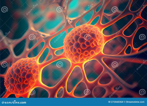 Human Cells Under Microscope Generative Ai Illustration Stock