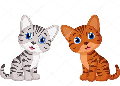Dos Bebé Gato De Dibujos Animados Lindo — Vector De Stock 37158991