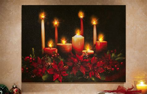 We cannot wait to hang it in our new home. Holiday Musical Poinsettia Wall Canvas With Lighted LED Flickering Candle Light | eBay