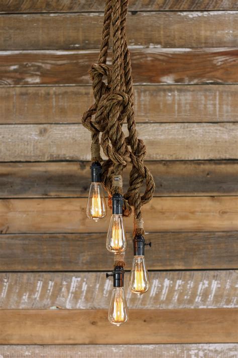 The Hydra Chandelier Industrial Manila Rope Pendant Light Swag