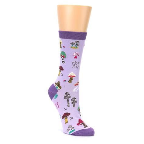 Purple Fun Guys Mushrooms Womens Dress Sock Boldsocks Dress Socks Mushroom Woman Womens