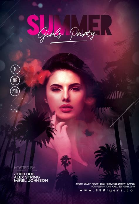 Summer Girls Party Free Psd Flyer Template Stockpsd