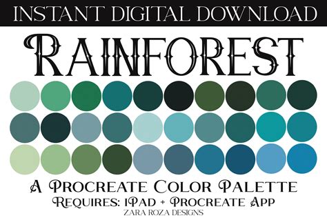 Rainforest Procreate Color Palette Graphic By Zararozadesigns