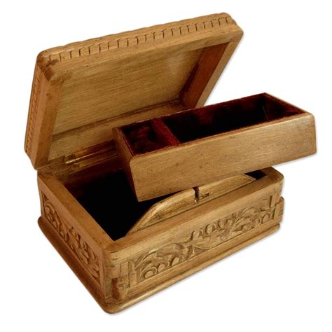 Unicef Market Hand Carved Wood Jewelry Box Spring Flowers