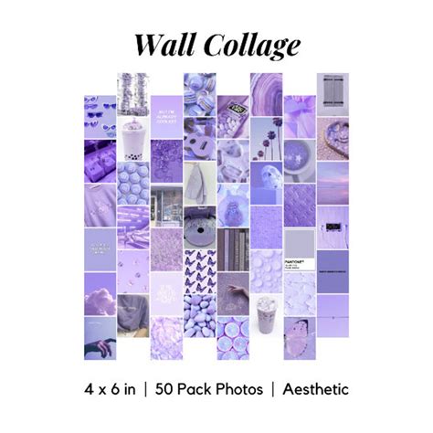 Light Purple Wall Collage 50 Photos Room Aesthetic Wall Etsy
