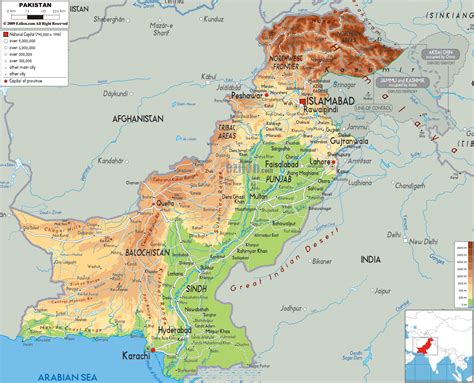 Physical Map Of Pakistan Ezilon Maps