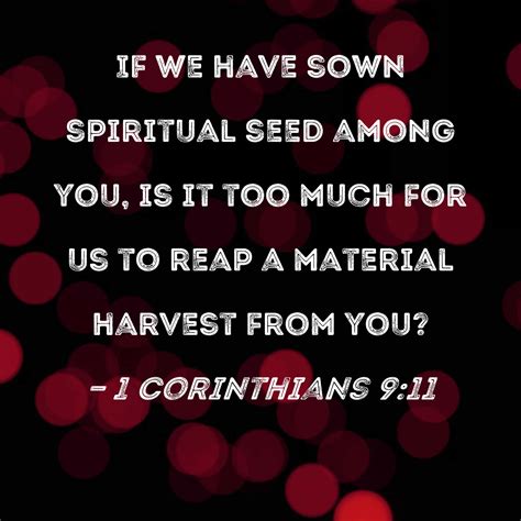 1 Corinthians 911 If We Have Sown Spiritual Seed Among You Is It Too