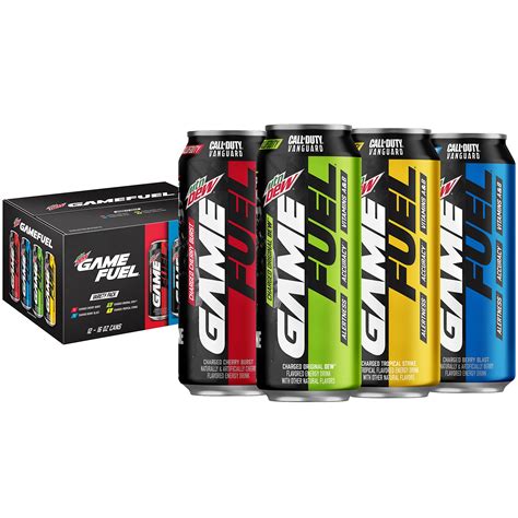 Mountain Dew Game Fuel 4 Flavor Variety Pack 16 Fl Oz Cans 12 Pack