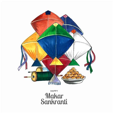 Happy Makar Sankranti Holiday Card India Festival Design Stock
