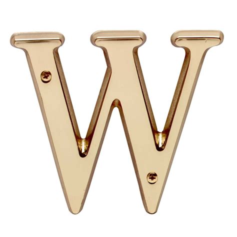 Letter W House Letters Solid Bright Brass 4