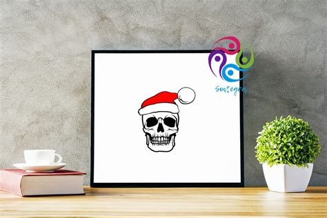 Skull With Santa Hat Svg File Christmas Skull Crella