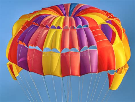 Flying Colorful Beautiful Parachute In The Air Stock Image Image Of