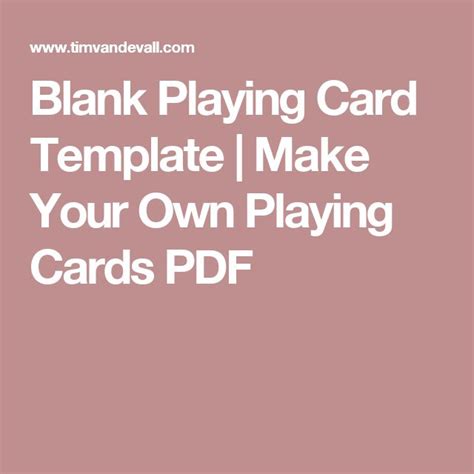 Blank Playing Card Template Make Your Own Playing Cards