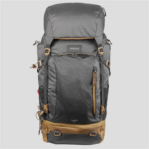 Mens Trekking Travel Backpack 50 Litres Travel 500 Grey