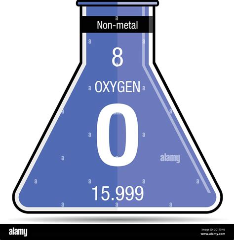 Símbolo De Oxígeno En Matraz Químico Elemento Número 8 De La Tabla