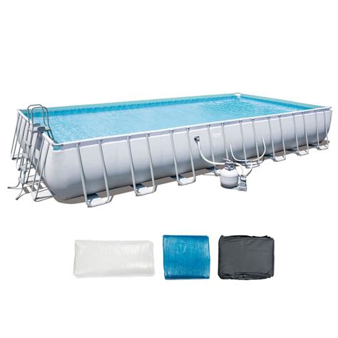 Bestway 313 Ft X 16 Ft X 52 In Rectangular Frame Above Ground Pool