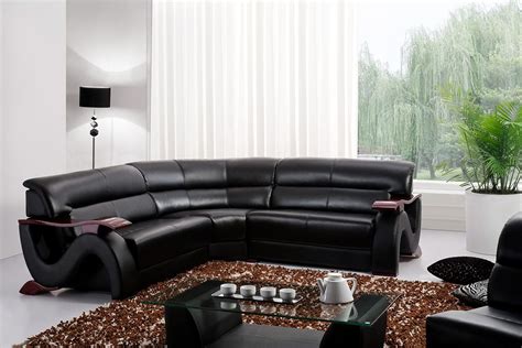 2033 1 Black Modern Bonded Leather Sectional