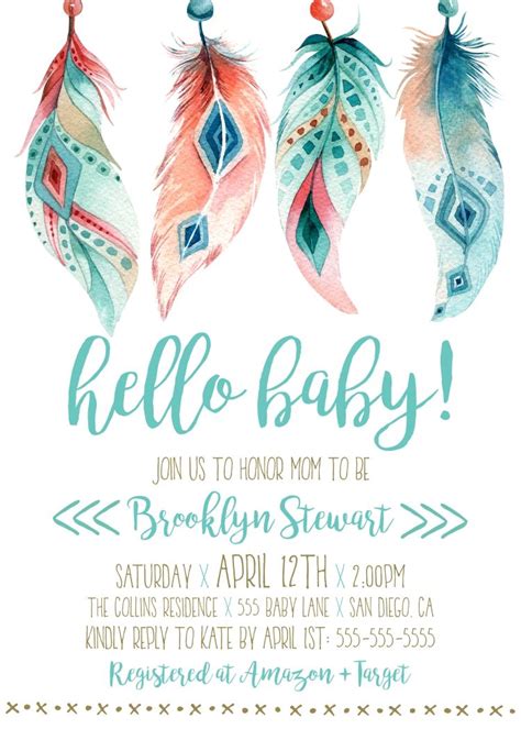 Baby shower thank you cards. Boho Baby Shower Invitation, Instant download template ...