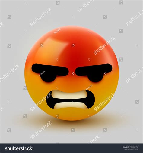 3d Angry Mad Emoji Sign Emoticon เวกเตอร์สต็อก ปลอดค่าลิขสิทธิ์