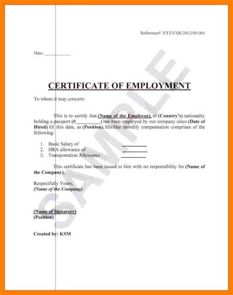 Free Printable Certificate Of Employment Form Sample Template Certificate Of Free