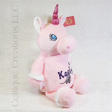 Personalized Pink Unicorn Cubbies Stuffed Animal Celtique Creations