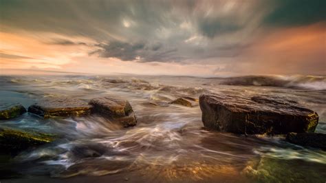 Horizon Nature Ocean Rock With Blur Background Hd Nature Wallpapers Hd Wallpapers Id 57472