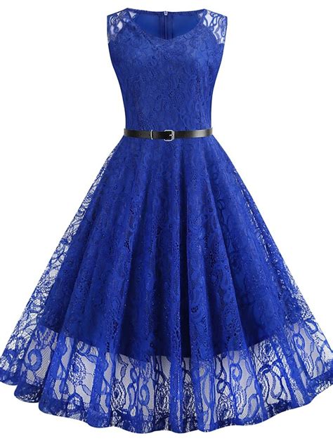 Womens Basic Elegant Lace Dress Midi Dress Outdoor Daily Lace With