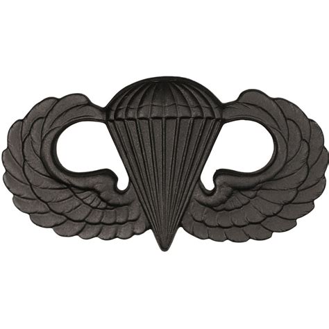Army Parachutist Basic Sta Brite Black Pin On Subdued Pin On Badges