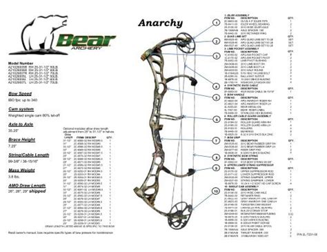 Bow Specifications Bear Archery