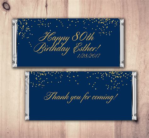 Birthday Candy Bar Wrappers Gold Silver Adult Milestone Favors 30th 40th 50th 60th 70th