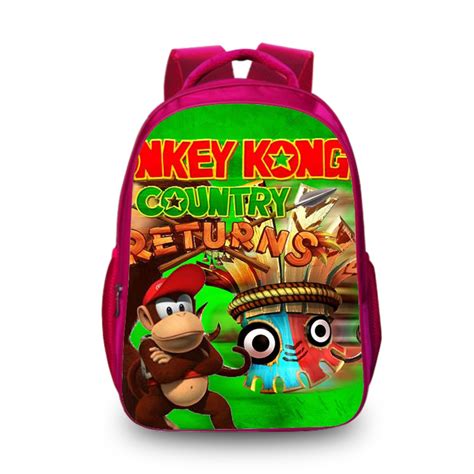 16″donkey Kong Backpack School Bag Red Baganime