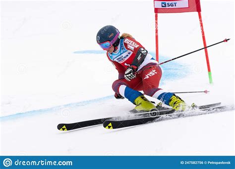 Mountain Skier Skiing Down Mount Slope Russian Alpine Skiing Cup