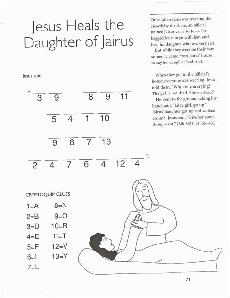 Jesus Heals Jairus Daughter Coloring Page Prettier Jesus Jairus