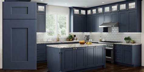 Elevate the elegance in your home with navy blue shaker kitchen cabinets. Elegant Ocean Blue_Tall Cabinet - RTA Wood Cabinets