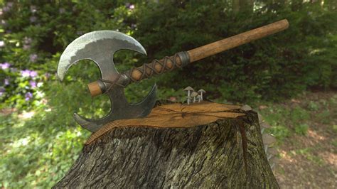 3d Model Pbr Medieval Two Handed Battle Axe Vr Ar Low Poly Cgtrader