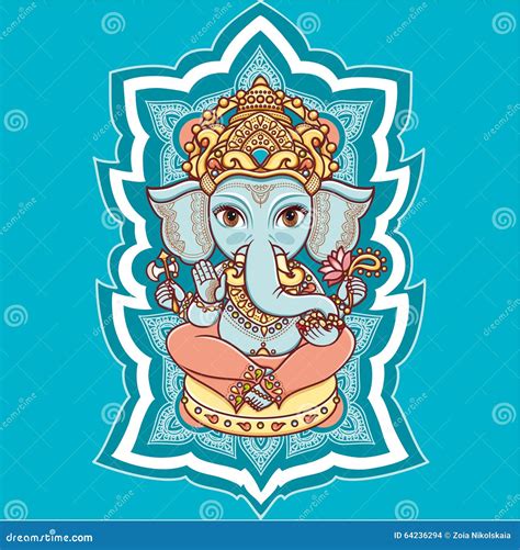 Hindu Elephant God Lord Ganesh Hinduism Stock Vector Illustration